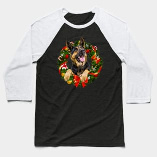 Funny German Shepherd Christmas Wreath Ornament Baseball T-Shirt